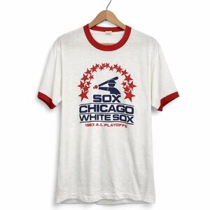1980s Single Stitch Chicago White Sox Ringer Tee Vintage Screen Stars Playoffs